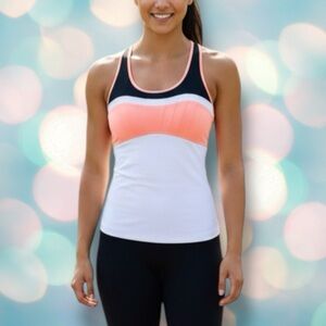 Wimbledon Women’s Pink Colorblock Athletic Racerback Tank Top Shirt Size XL